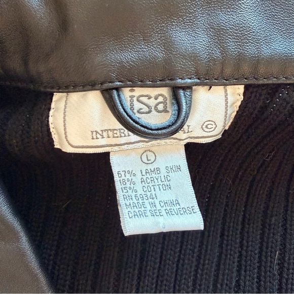 Lisa International Black Lamb Skin Leather Sweater Jacket | L - Picture 3 of 4